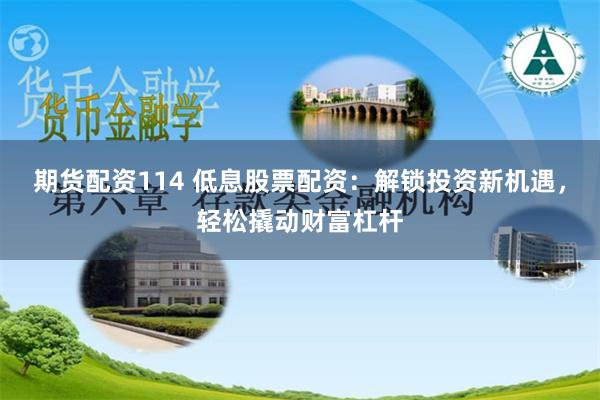 期货配资114 低息股票配资：解锁投资新机遇，轻松撬动财富杠杆